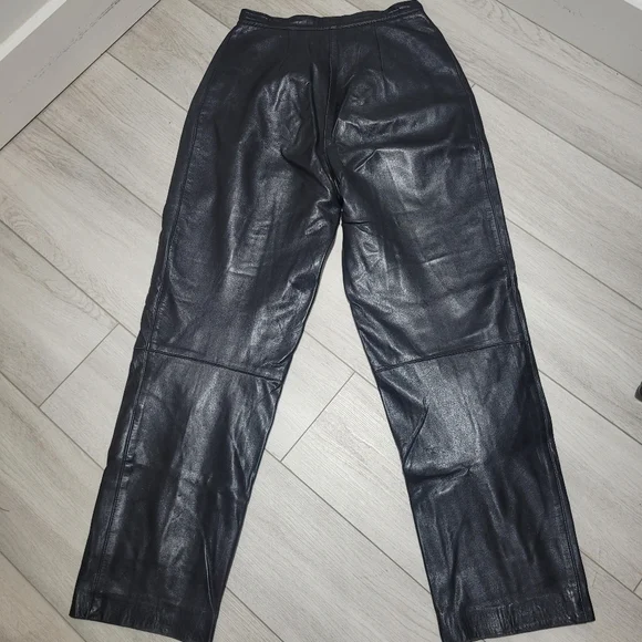 Rumors & Gossip Women's Vintage Leather High Waist Tapered Pants 26 Black Biker - Picture 5 of 8